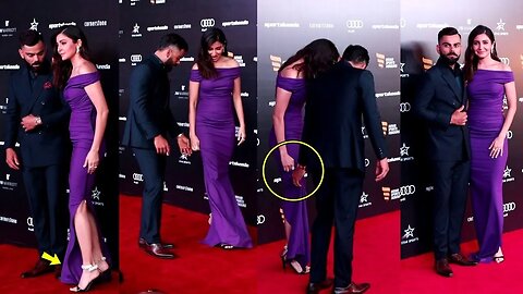 Conscious Virat Kohli Adjusts Wife Anushka Sharma Dress At Indian Sports Honours Awards 2023