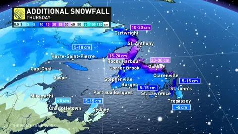 Snow and arctic air for atlantic canada