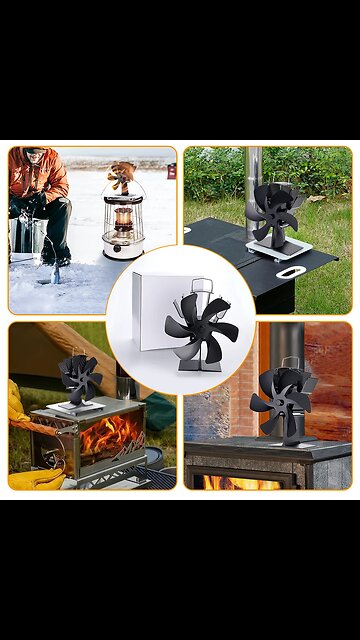 6 Blades Heat Powered Stove Fan Log Wood Burner Eco-fan Quiet Fireplace Fan
