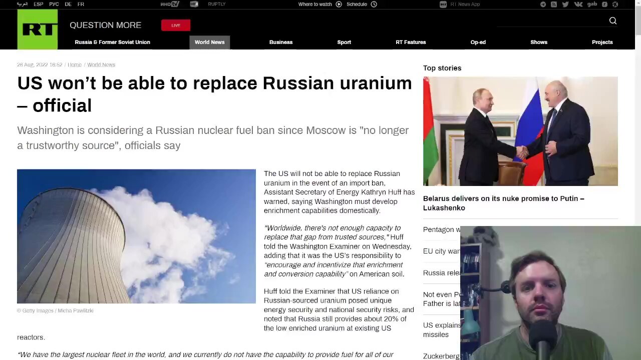 US won't be able to replace Russian uranium imports should it get banned