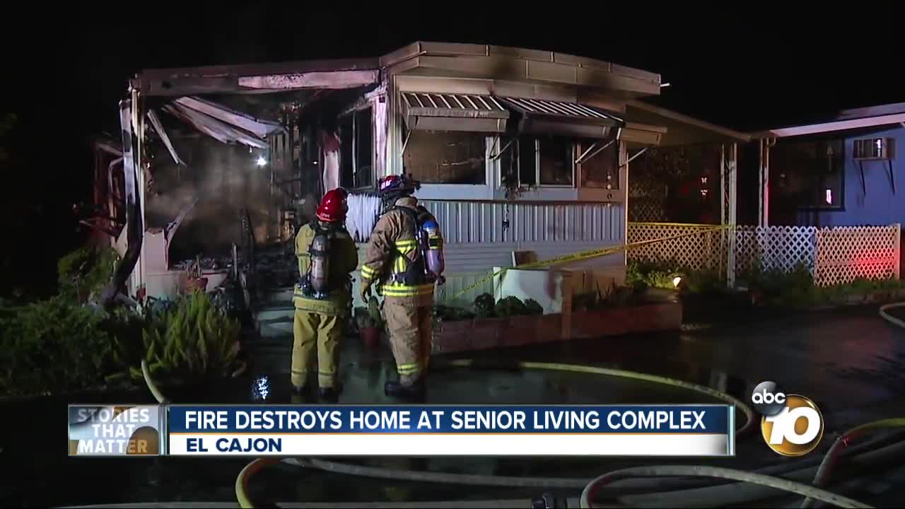 Fire destroys home at El Cajon senior living complex