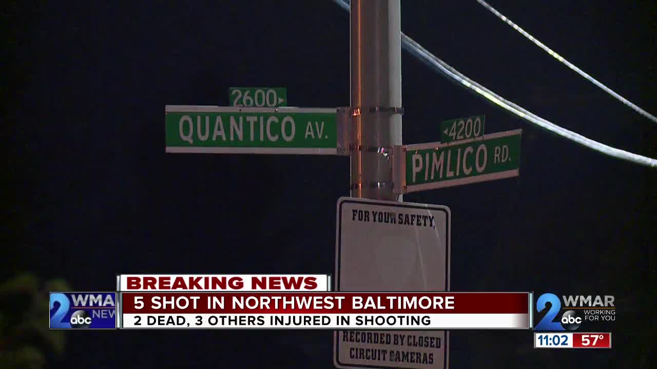 Two dead, 3 injured in Northwest Baltimore shooting