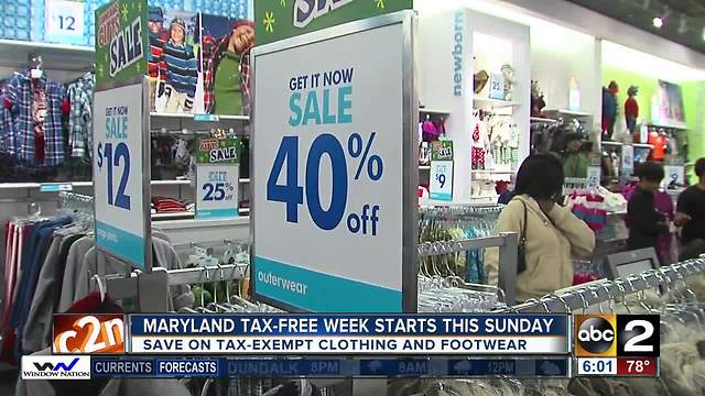 Maryland tax-free week starts this Sunday
