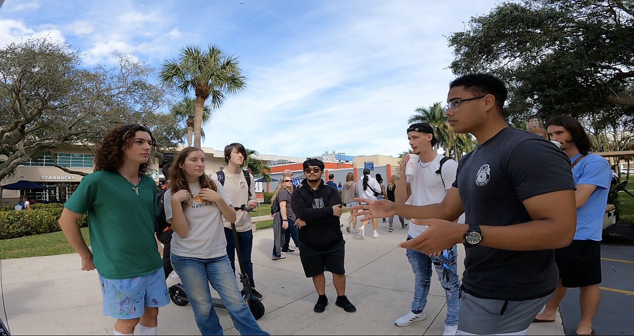 Florida Atlantic University: Transexual Man and Lesbian Woman Come Under Conviction, Trans Removes His Female Clothes and Dresses In Normal Men's Clothing, Young Black Student Helps Me Minister To Students, Proving the Bible True to Atheists