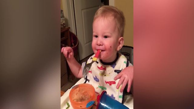 Cute Toddler Boy’s Dinner Time Shenanigans