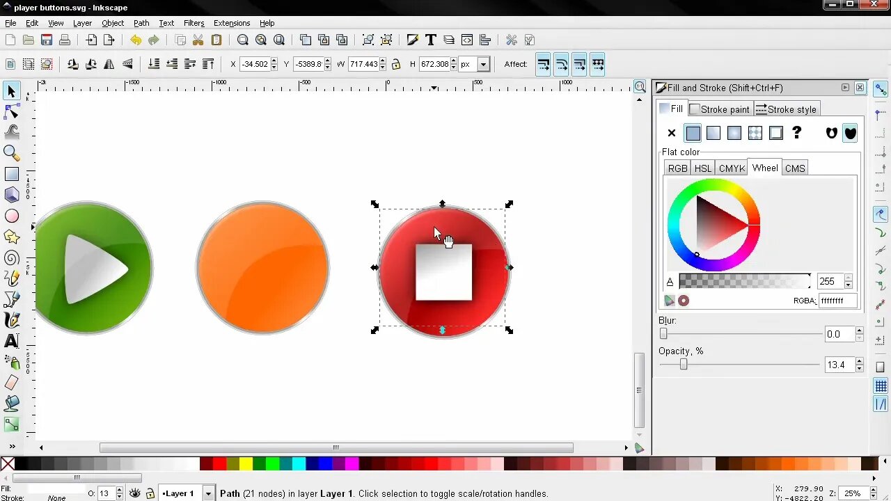 Player Buttons PART 3 - Inkscape Tutorial