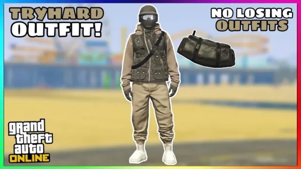 Easy Tan Joggers Utility Vest Glitched Tryhard Modded Outfit (No Transfer) (GTA Online)