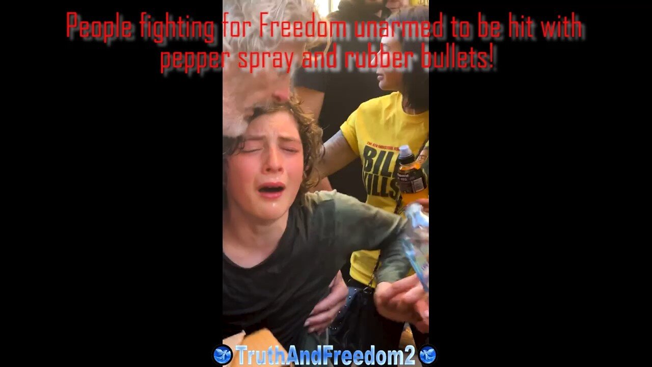 21-08-2021 Kid sprayed with pepper spray by Satanic Nazi police! Brave Kid!