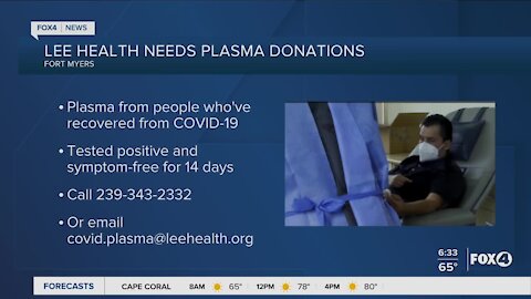 Lee Health needs plasma donations