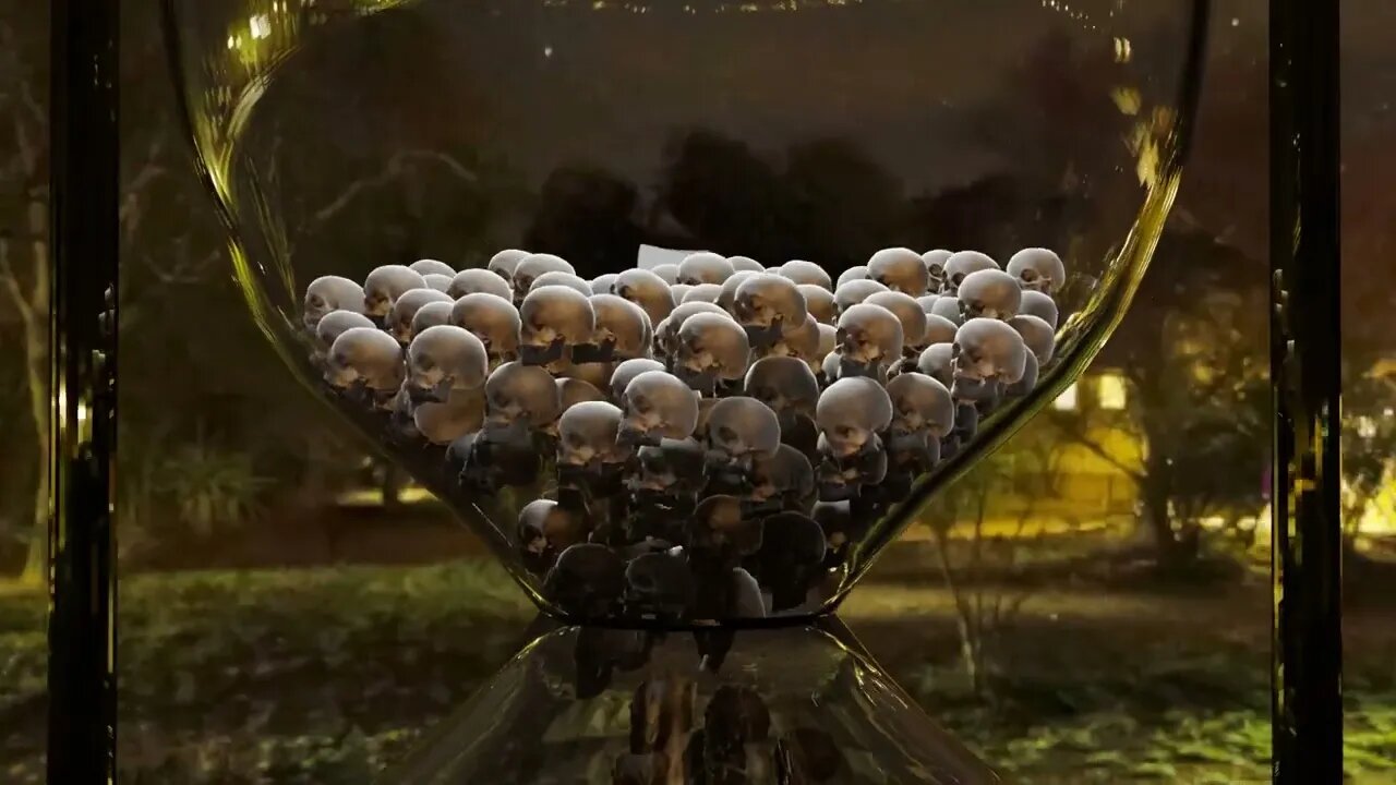 New and improved Blender Render - Skulls in an Hour Glass