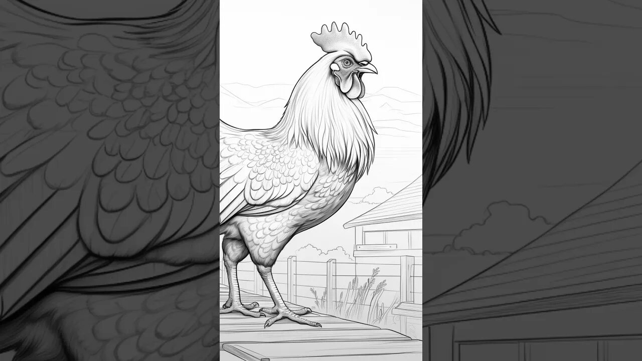 BARNYARD ROOSTERS Grayscale Coloring Book