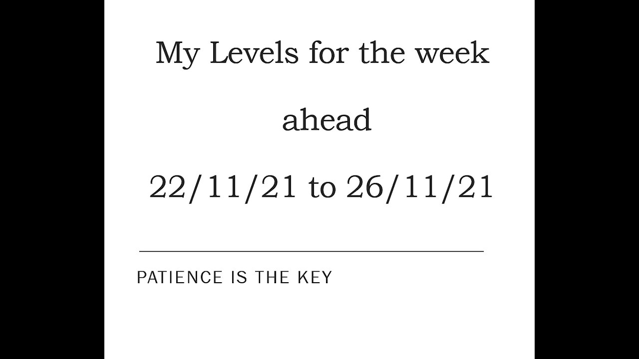 Ep 026 Levels for the week ahead