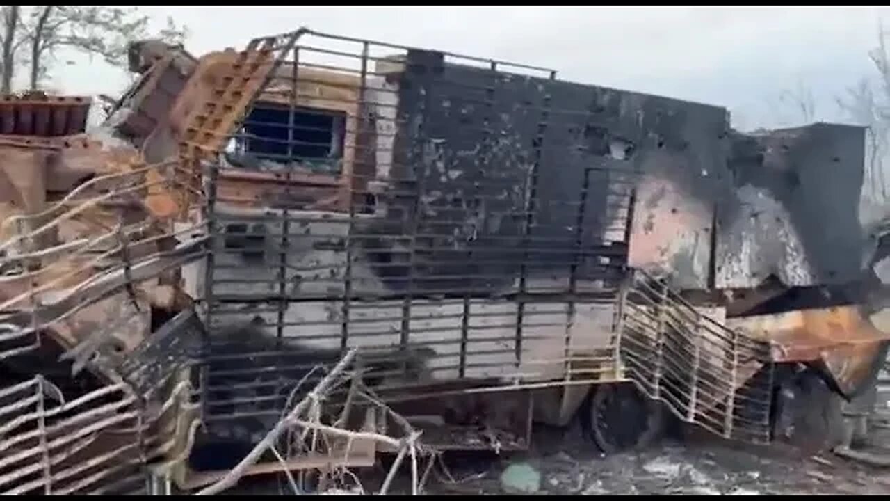 Destroyed UK British Mastiff Armored Personnel Carrier in Ukraine