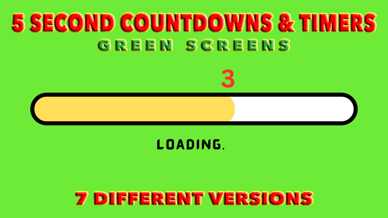 5 Second Countdowns & Timers Green Screens - 4K