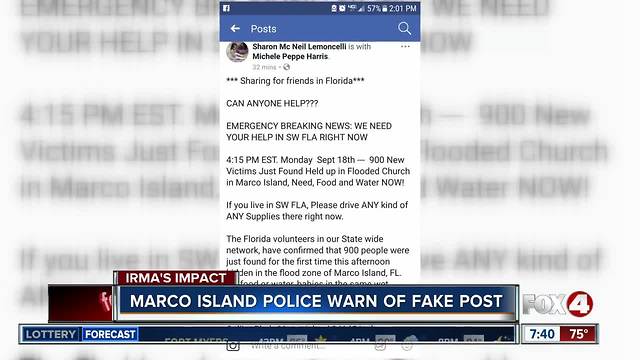 Fake post being shared says 900 are stranded in Marco