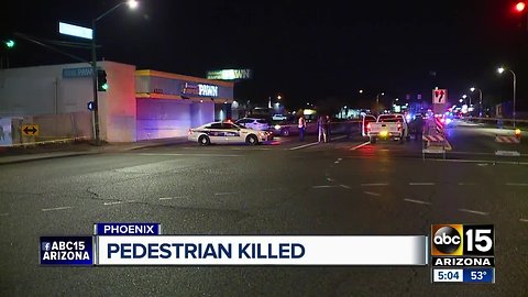 Pedestrian struck, killed in Phoenix