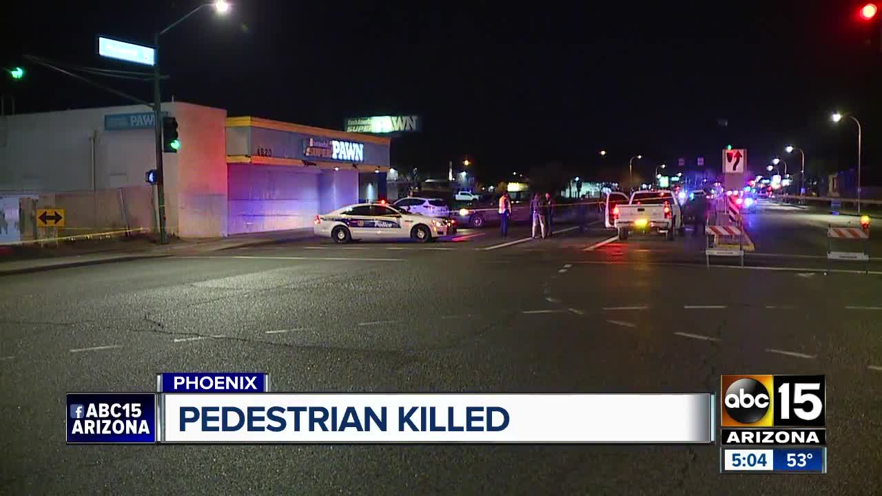 Pedestrian struck, killed in Phoenix