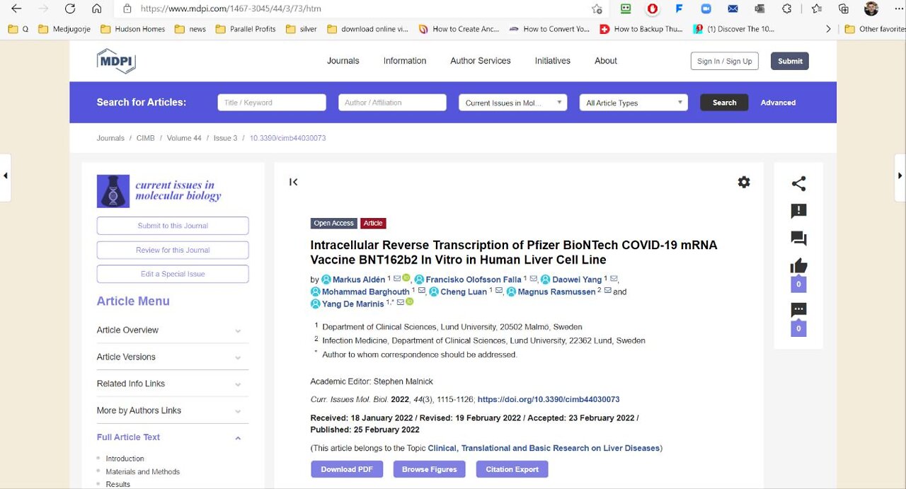 Intracellular Reverse Transcription of Pfizer BioNTech COVID-19 mRNA Vaccine