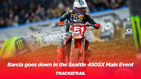 Justin Barcia goes down in the Seattle 450 Supercross Main Event