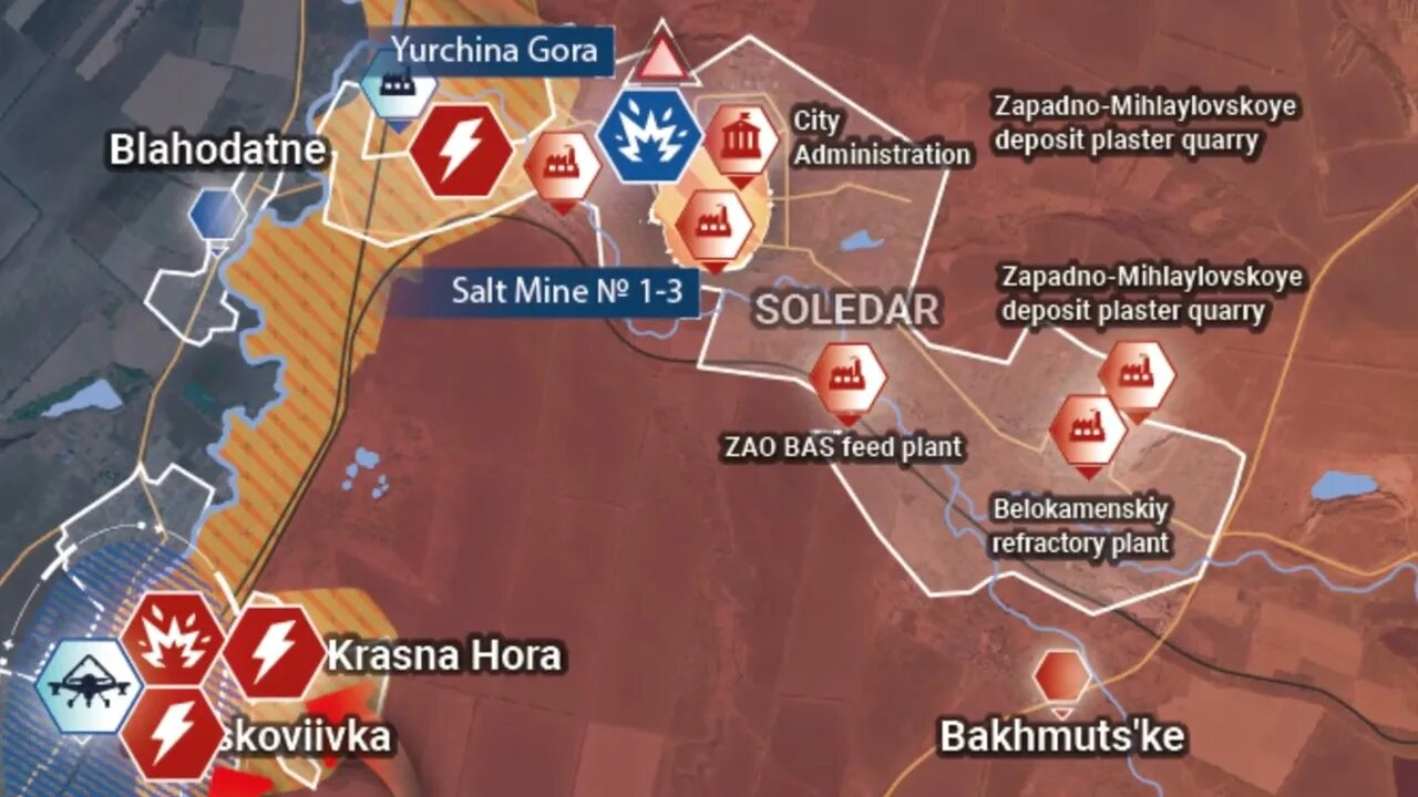 Ukraine Russian War, Rybar Map for January 13, 2023, Russian Force slowly Encircle Bakhmut