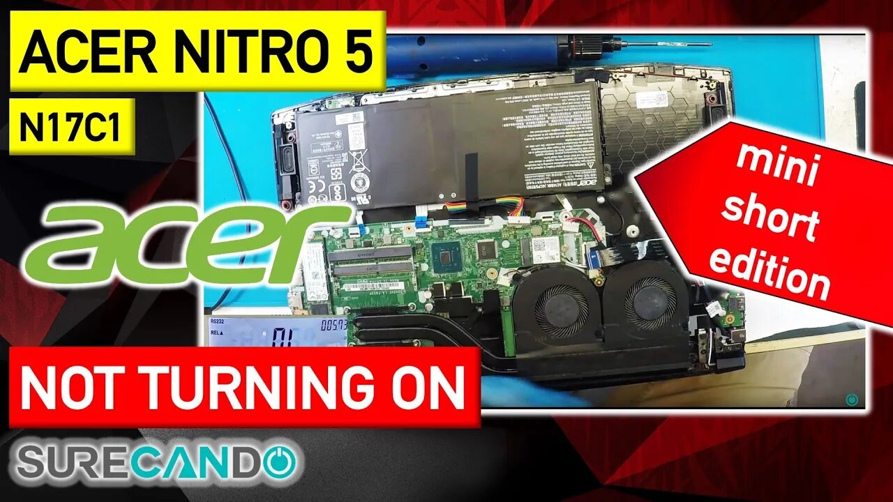 Acer Nitro 5 Gaming N17C1 Laptop not turning on. Shutdown during game play. Mini Edition