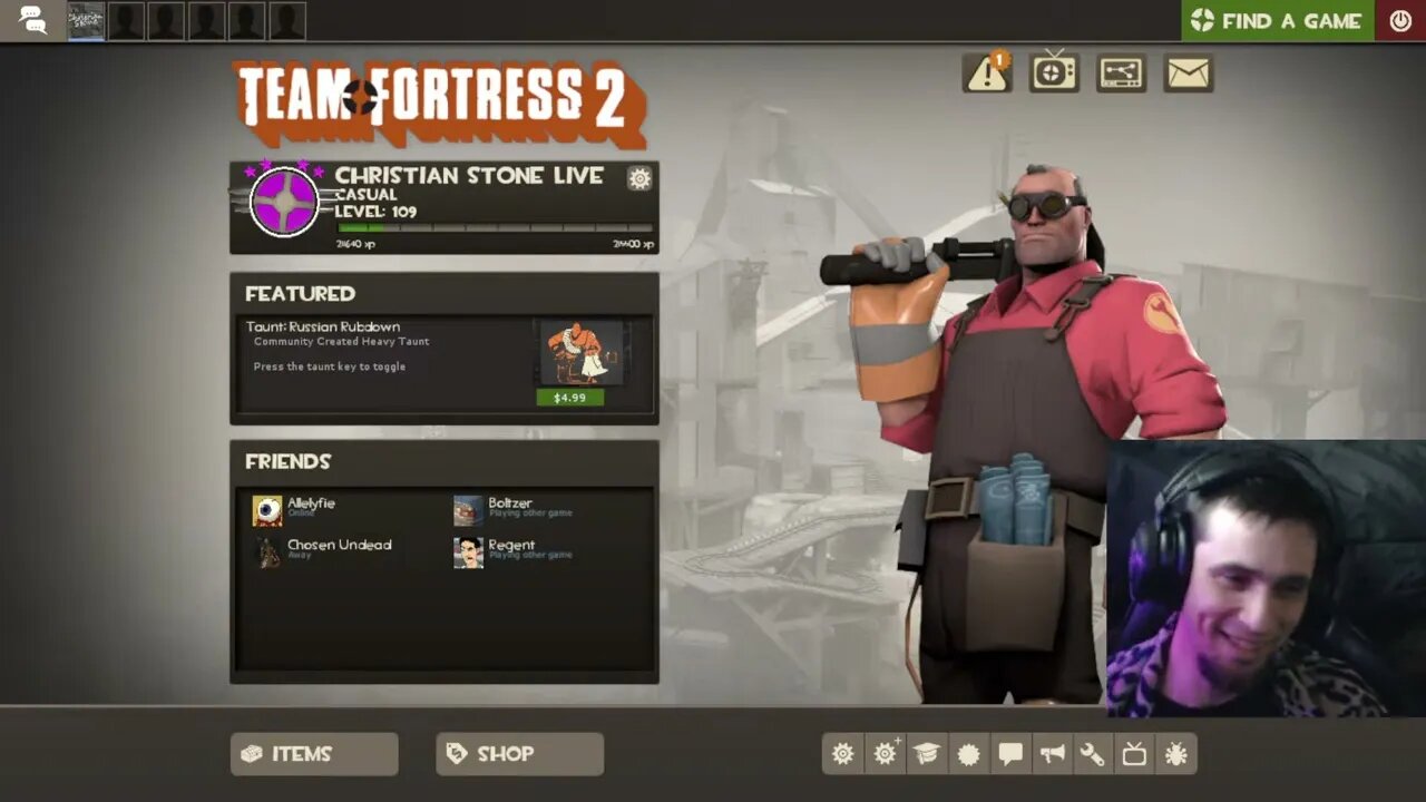 TF2"Blown Out Grey Alien Gay Wrong Femboy Slayer Closet Concert Advice" Christian Stone LIVE!