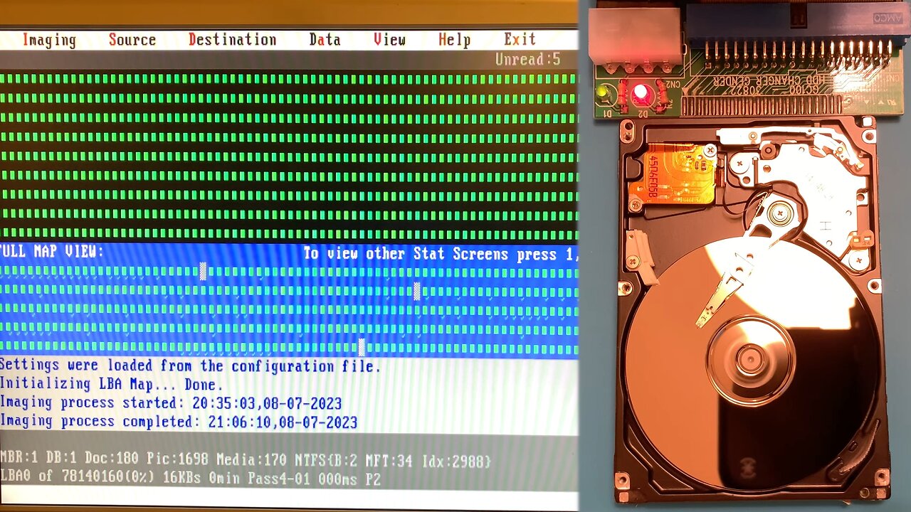 DeepSpar Disk Imager 4: Imaging a 2004 Fujitsu 40GB PATA 2.5-in Hard Drive with Default Settings