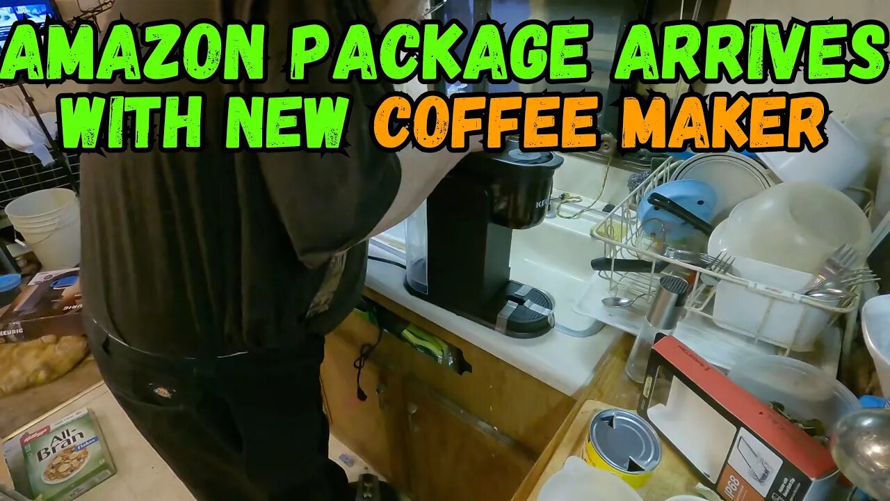 Amazon Package Arrives With New Coffee Maker