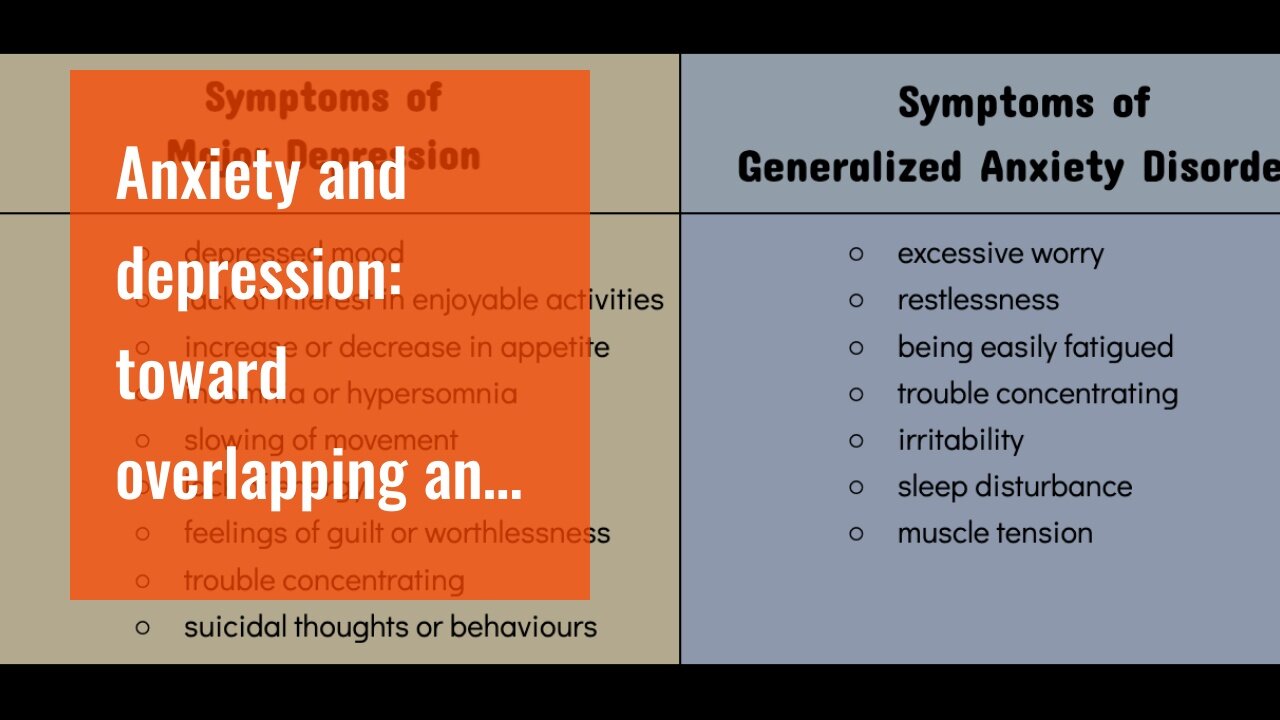 Anxiety and depression: toward overlapping and distinctive Things To Know Before You Get This