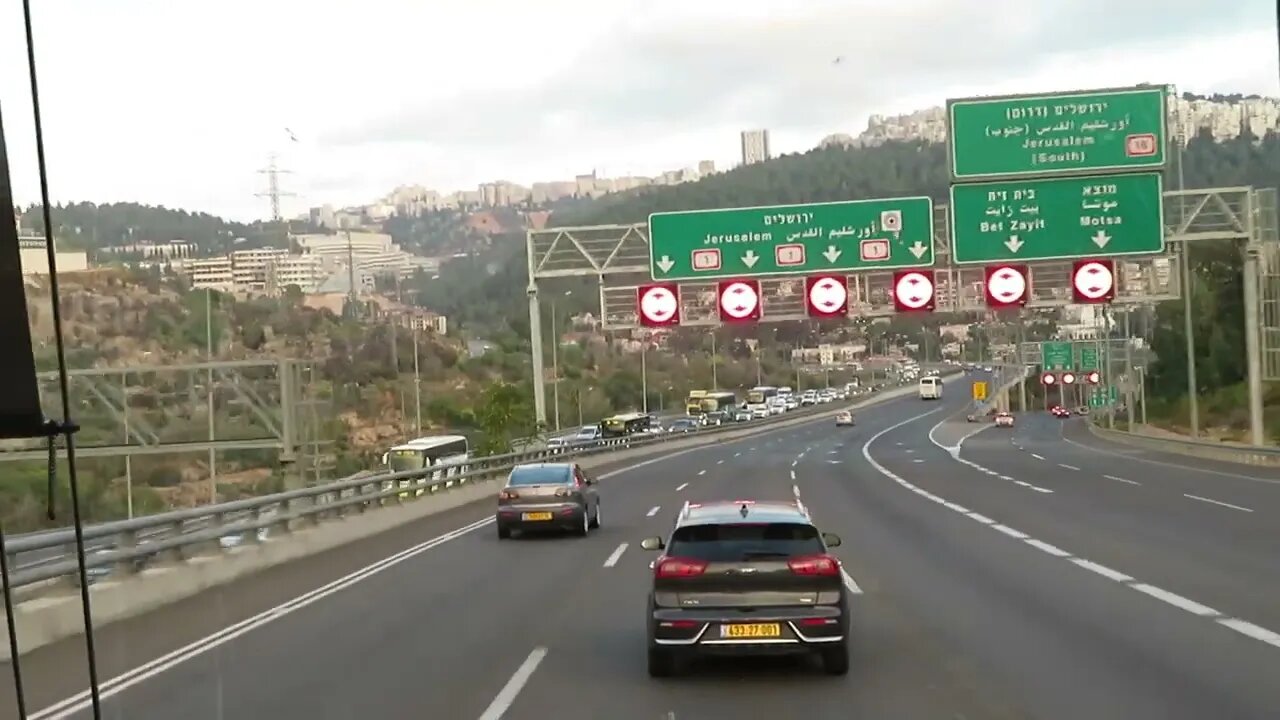 Front seat on the bus up to Jerusalem. Ride with me and see as the tour guide would from the front.