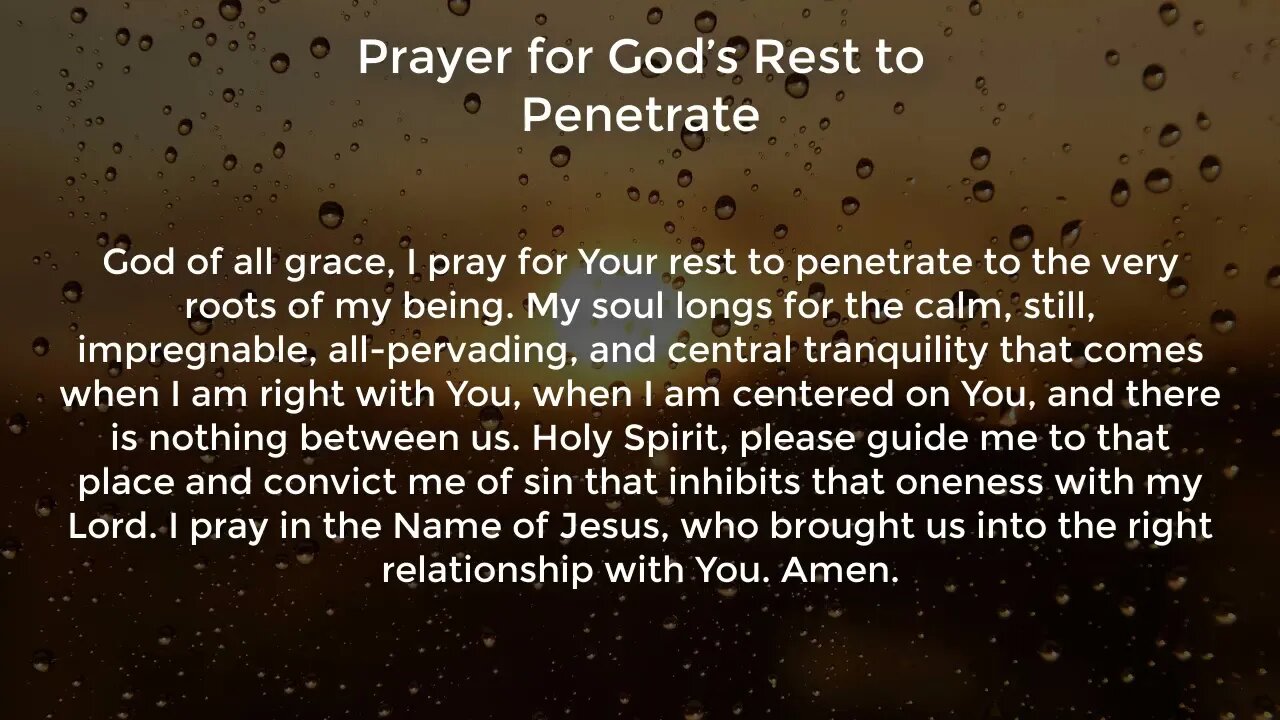 Prayer for God’s Rest to Penetrate (Prayer for Peace of Mind)