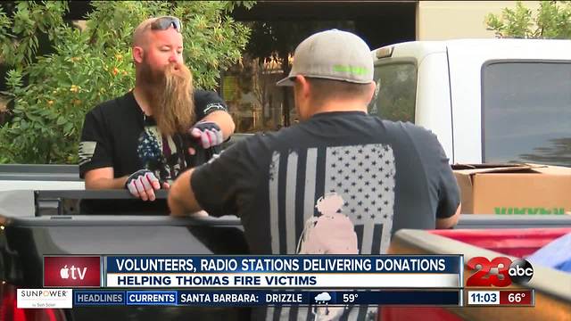 Local radio stations and volunteers deliver donations to Thomas Fire victims