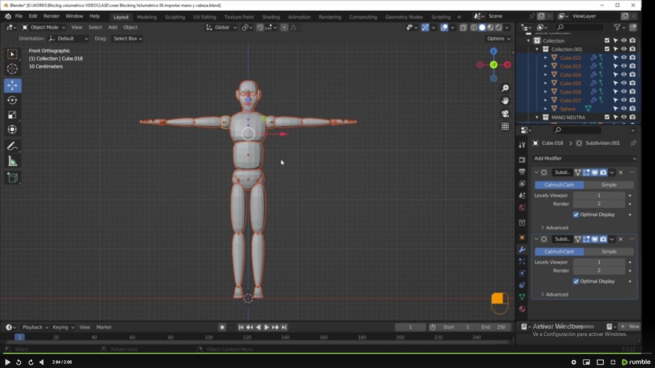 Blender - blocking volumentrico 07c - pose en T