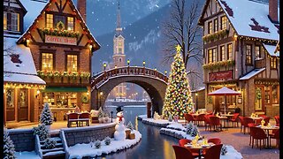 ❄️🎄🥁🎅🏻 Elegant Jazz Music - Coffee Shop Outside in Town with Christmas