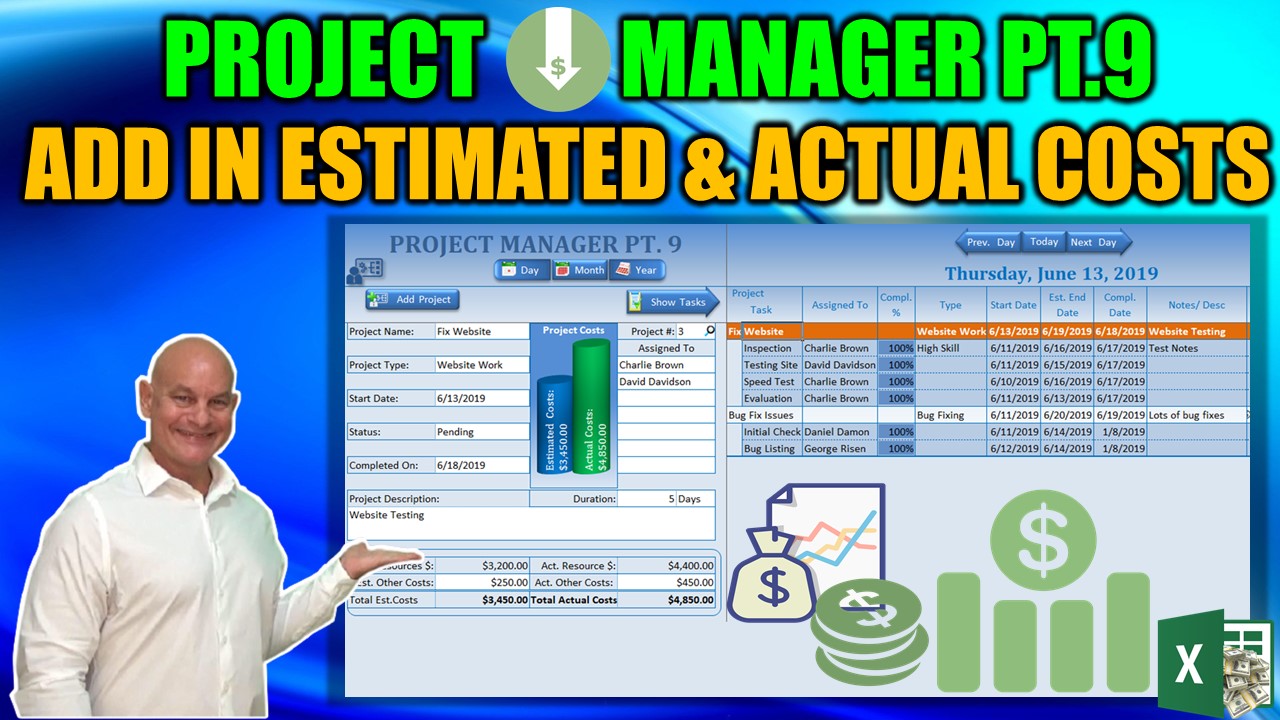 How To Add In Estimated & Actual Costs To your Projects [Excel Project Manager Pt 9]