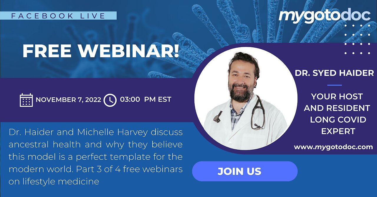 Free Webinar on lifestyle medicine and ancestral health with Dr. Haider and Michelle Harvey