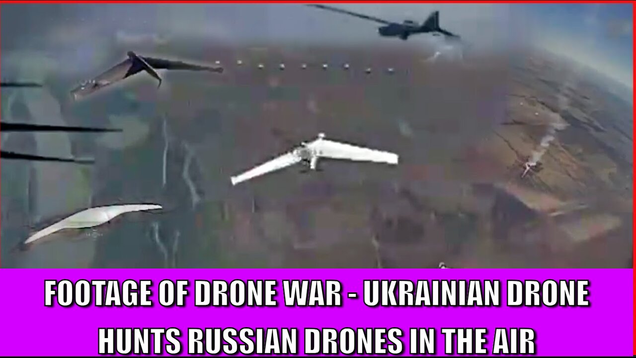 Footage of drone war - Ukrainian drone hunts Russian drones in the air