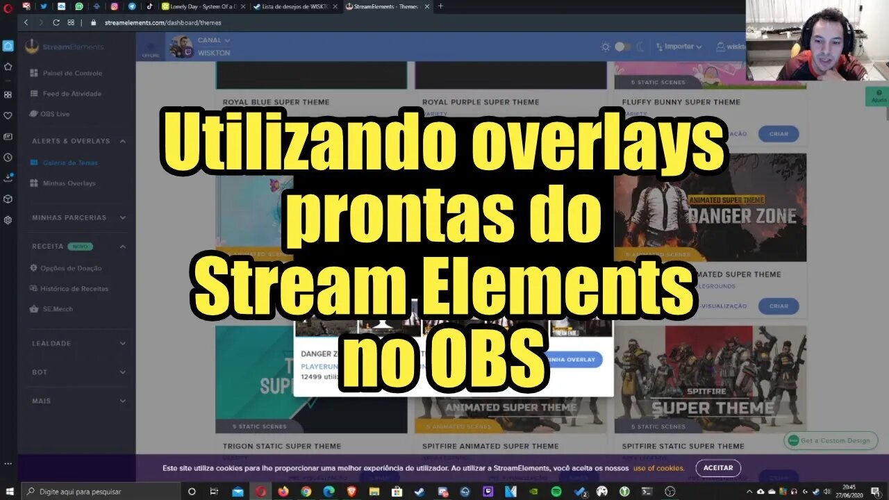 Como usar overlays prontas do Stream Elements no OBS