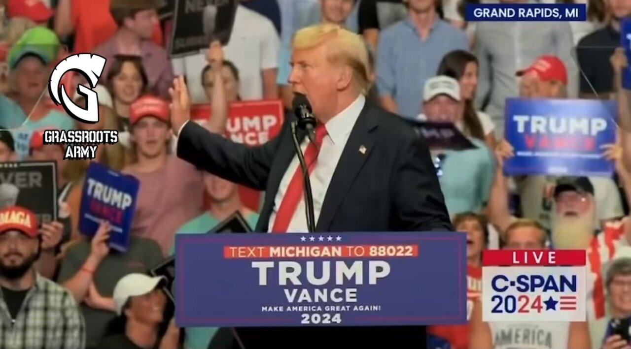 Trump Roasts his ‘Comb Over’ at the Rally in Grand Rapids, Michigan.