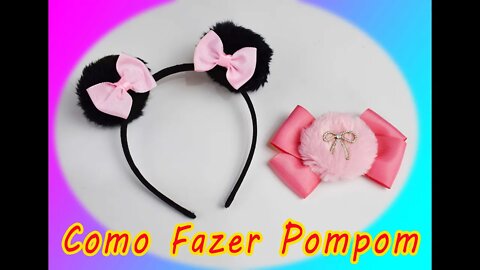 Como fazer Pompom de pelúcia Lindo para suas Tiaras e Laços Passo a passo Rápido e Fácil.