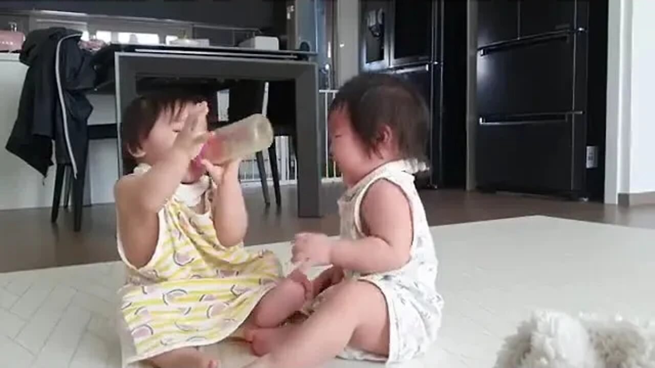 twin baby fighting