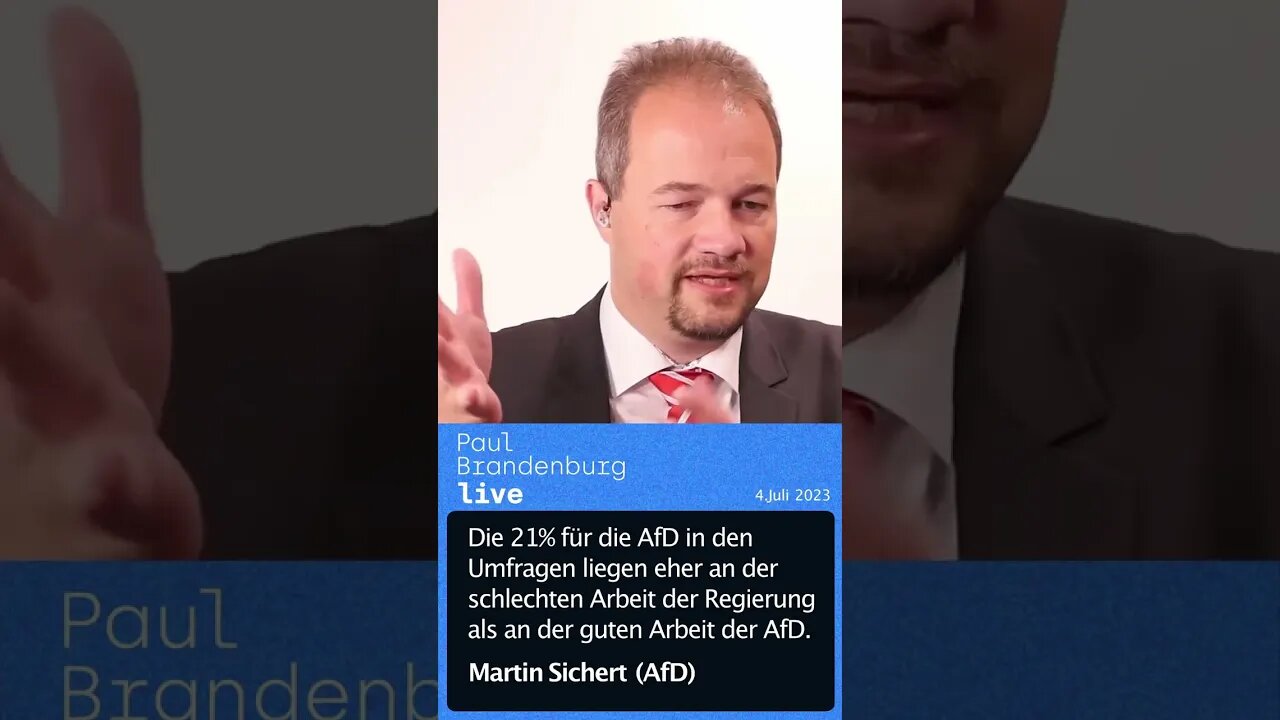 21% Umfrage für die AfD ist Folge schlechter Regierungsarbeit | Martin Sichert, PB live v. 4.7.23