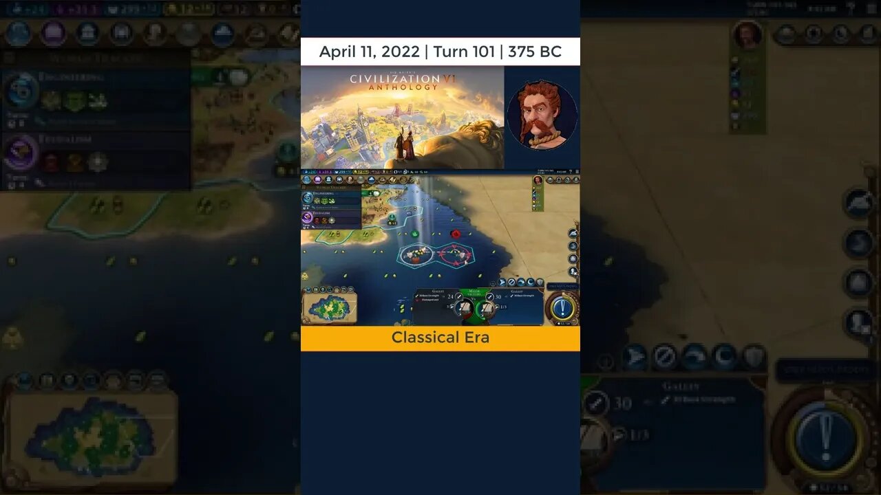 #oneturnadaychallenge #civ6 – Turn 101 - HARBOR and PIRATES! #shorts