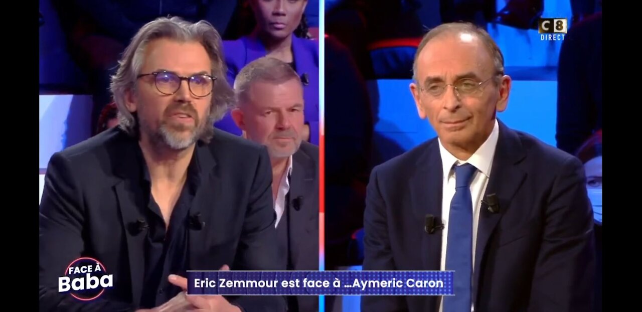 Vidéo 03/12 - Éric Zemmour répond à Aymeric Caron (invités à Face à Baba sur C8 le 16 décembre 2021)
