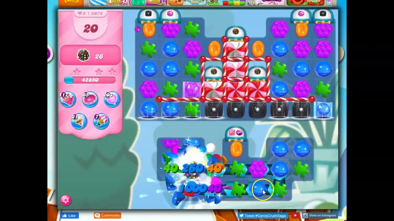 Candy Crush Level 6079 Talkthrough, 25 Moves 0 Boosters