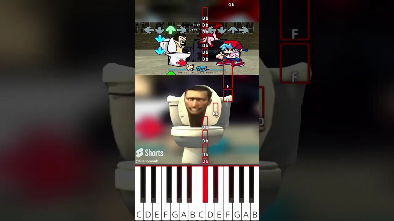 FNF Skibidi Toilet Playground Test VS Gameplay (@GameTime24) - Octave Piano Tutorial