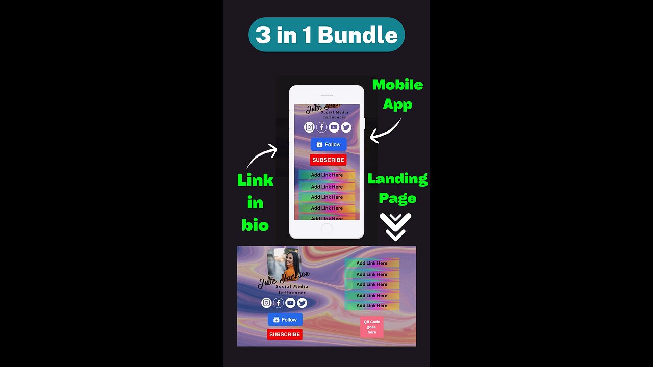 3 in 1 bundle - Link in bio | Mobile app | Landing page for your business (customizable)