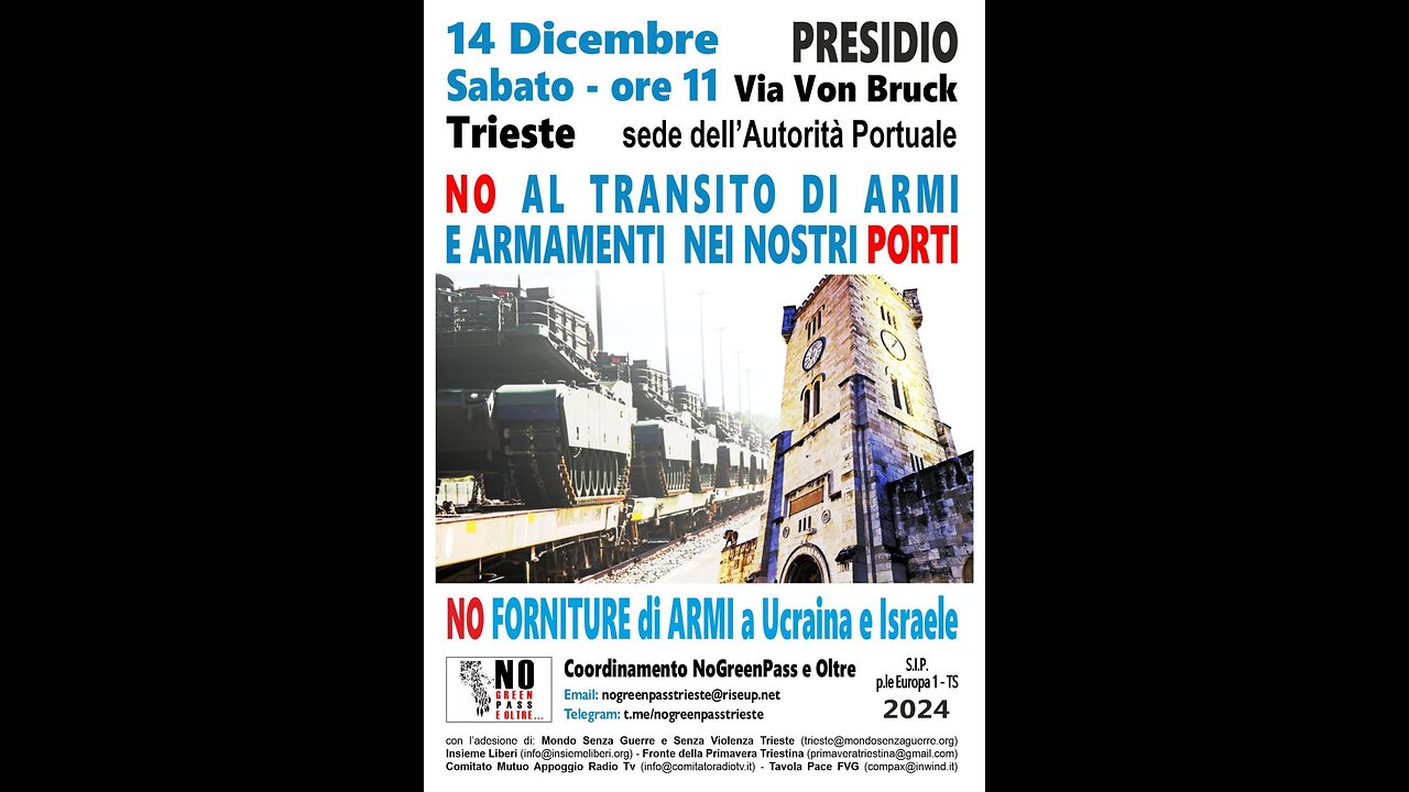 Conferenza stampa e consegna di una lettera aperta al Commissario Autorità Portuale Trieste, #nowar