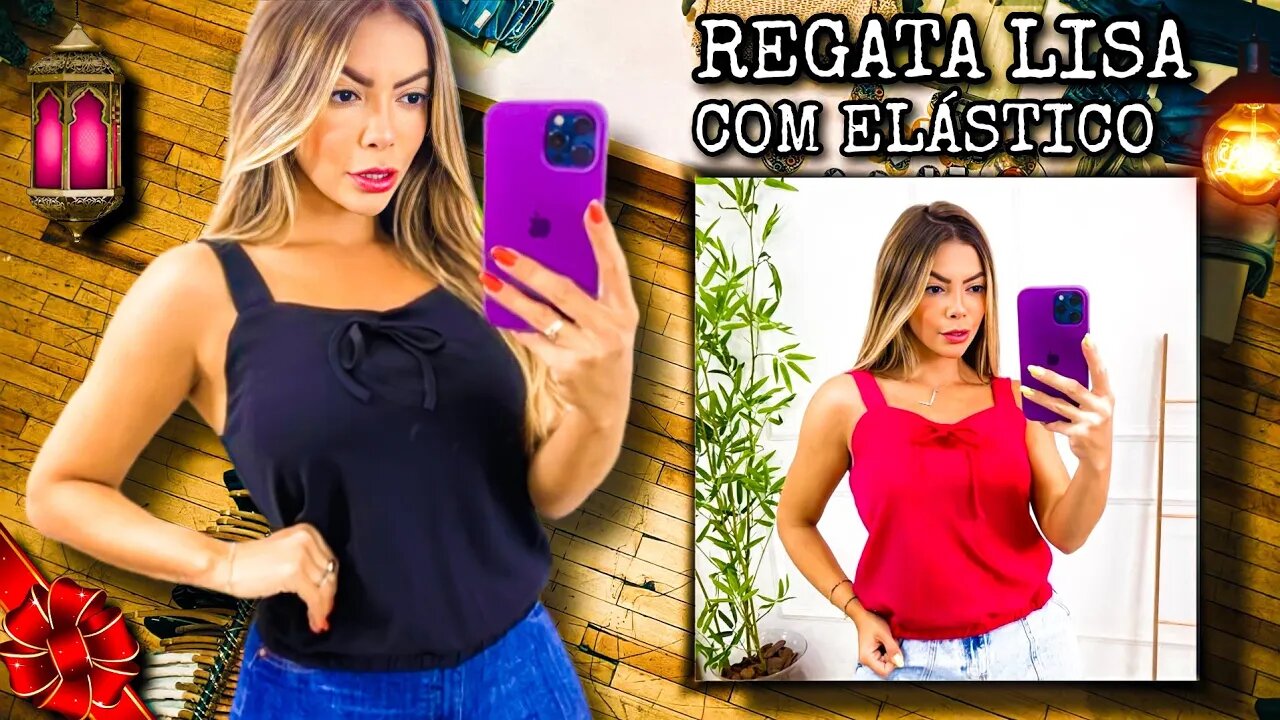 Regata Lisa Com Elástico Na Cintura Detalhe Pequeno Na Frente/@Shopee Brasil