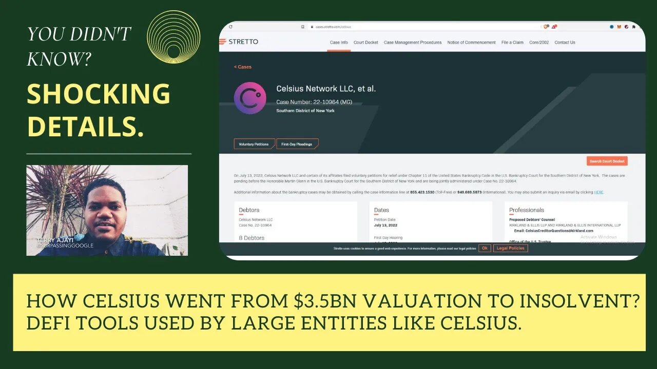 How Celsius Went From $3.5bn Valuation To Insolvent? DEFI Tools Used By Large Entities Like Celsius.